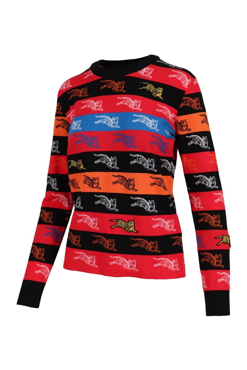 Jumping Tiger Sweater Kenzo Cotton Blend Sweater Embroidery 