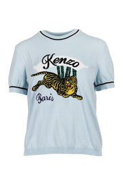 Bamboo Tiger Top Kenzo Paris Embroidery Basic Casual