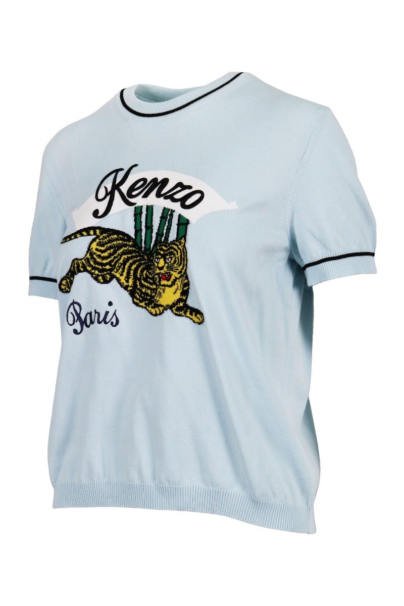 Bamboo Tiger Top Kenzo Paris Embroidery Basic Casual