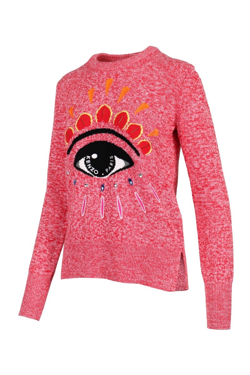 Eye Sweater Cotton Crew Neck Sweater Kenzo Paris Top Long Sleeves Unisex Men Women