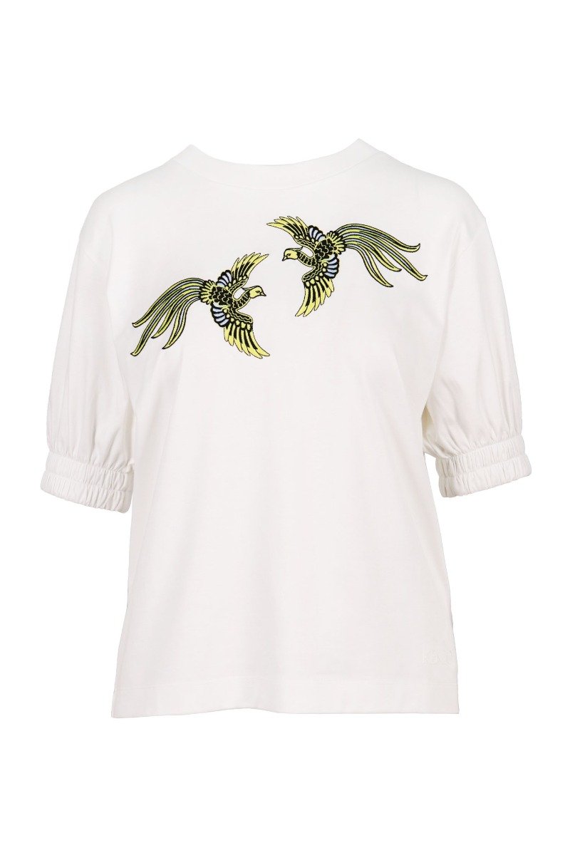 Flying Phoenix Top Women Cotton Fashion Casual Basic Chic Embroidery Kenzo Paris 