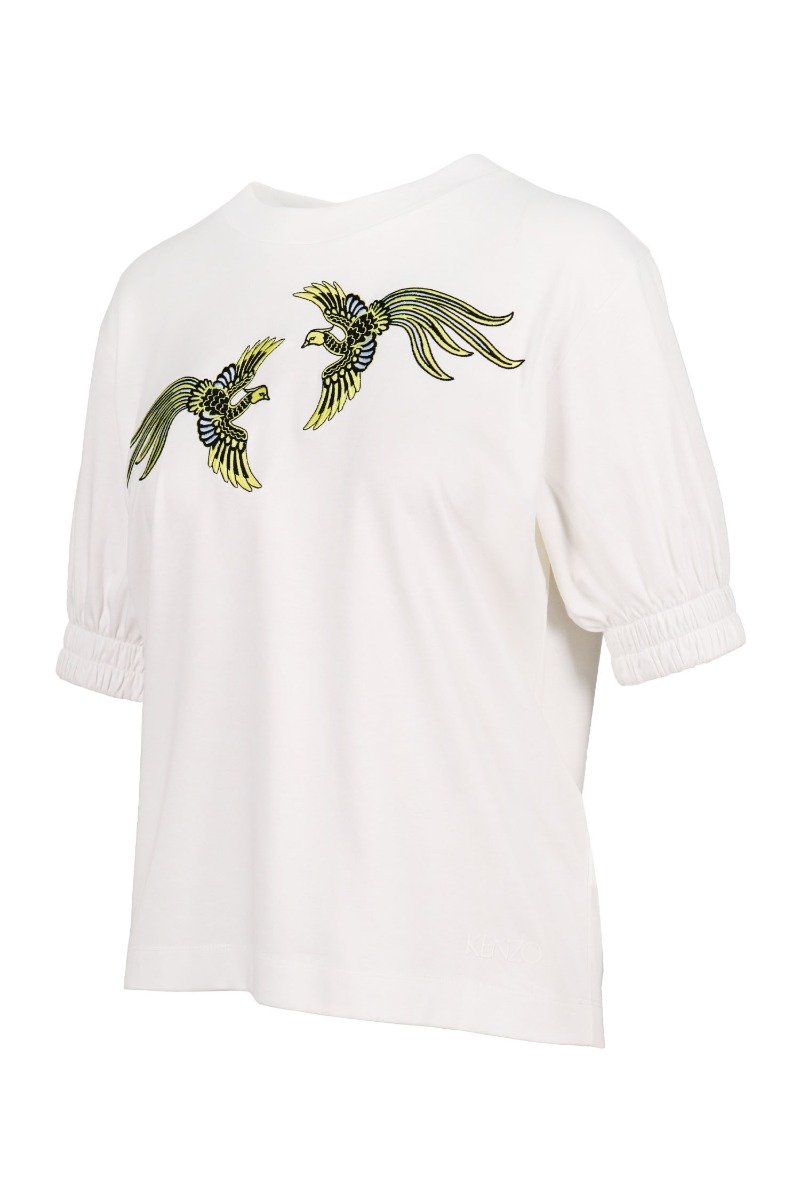 Flying Phoenix Top Women Cotton Fashion Casual Basic Chic Embroidery Kenzo Paris 