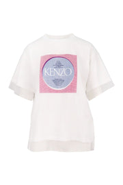 Square Logo T-Shirt Women Fashion Kenzo Paris Cotton Tulle Short Sleeve Top