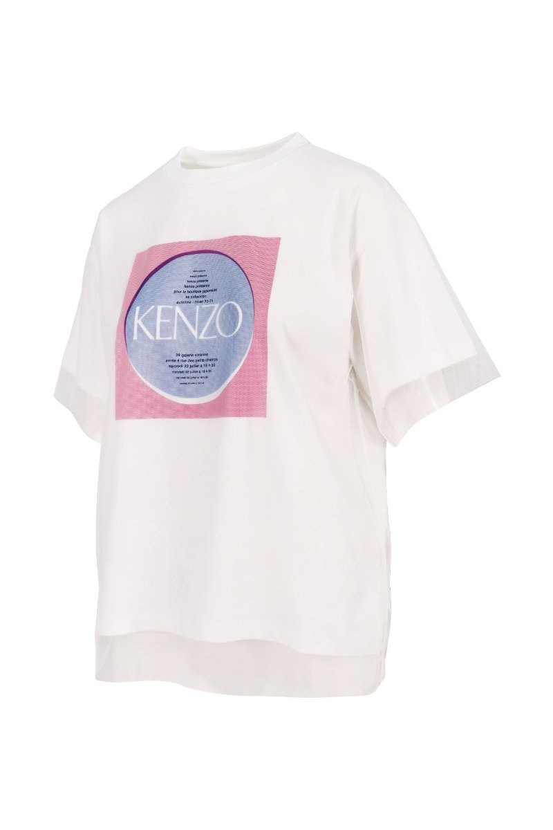 Square Logo T-Shirt Women Fashion Kenzo Paris Cotton Tulle Short Sleeve Top