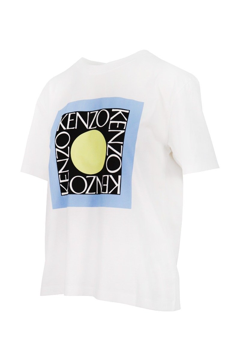 Kenzo Square Logo T-Shirt Women Fashion Short-Sleeve Cotton Casual Tee