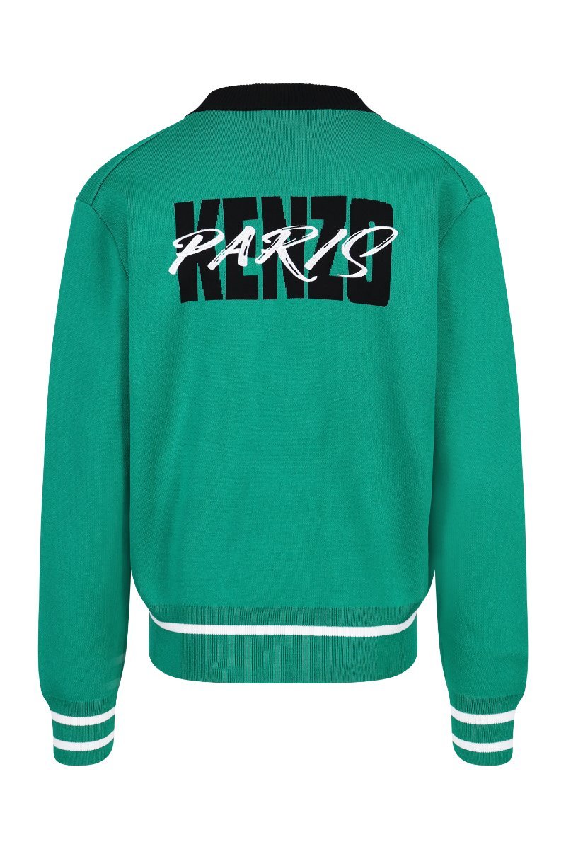 Kenzo Paris Knit Jacket Men Fashion Rayon-Blend Long-Sleeve Outwear Casual