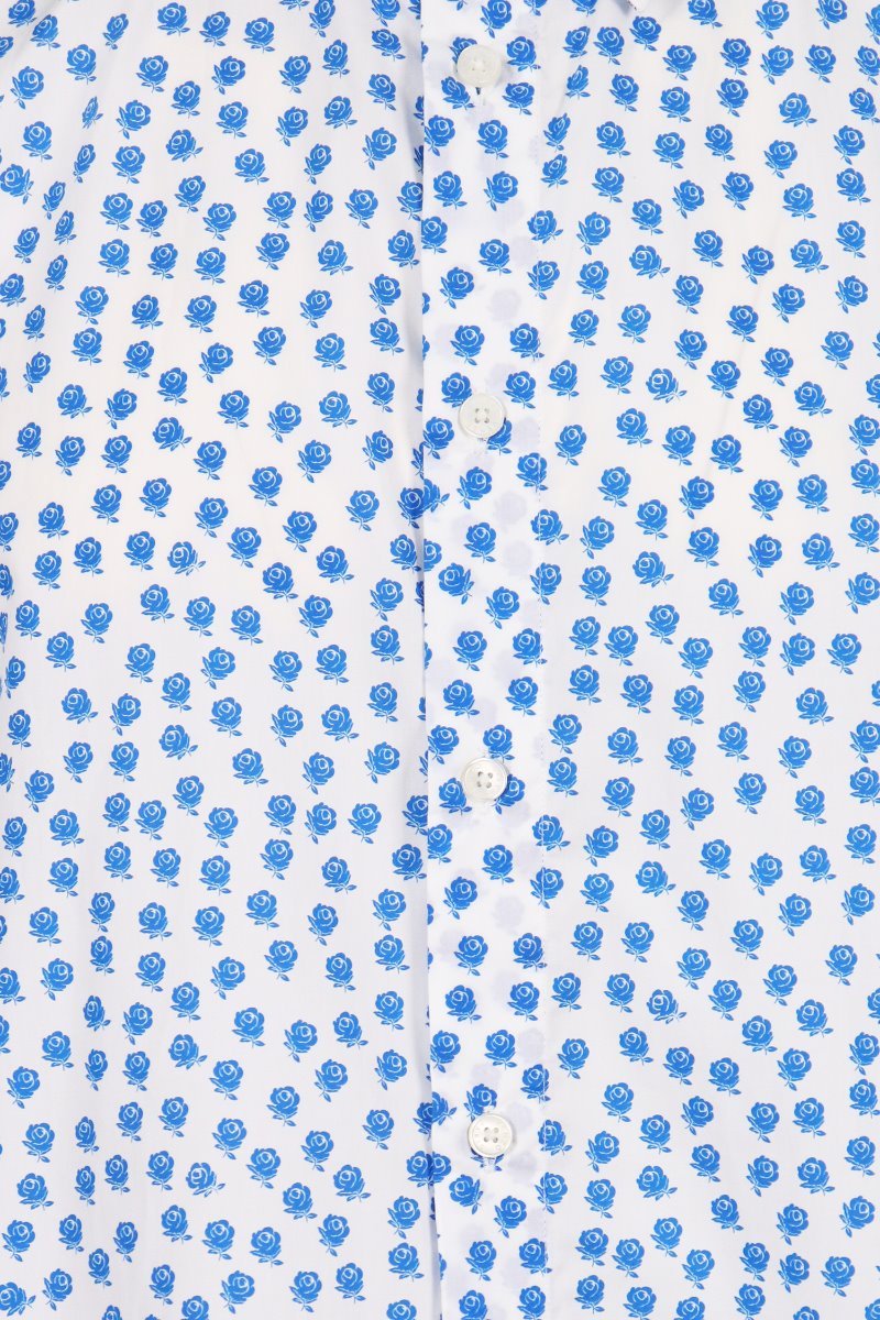 Small Roses Printed Shirt Men Fashion Kenzo Paris Slim Fit Cotton Long Sleeve