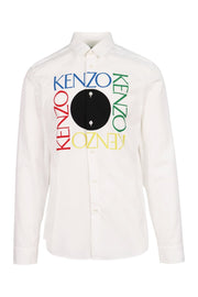 Square Logo Shirt Men Fashion Kenzo Paris Long Sleeve Casual Cotton Top Slim Fit