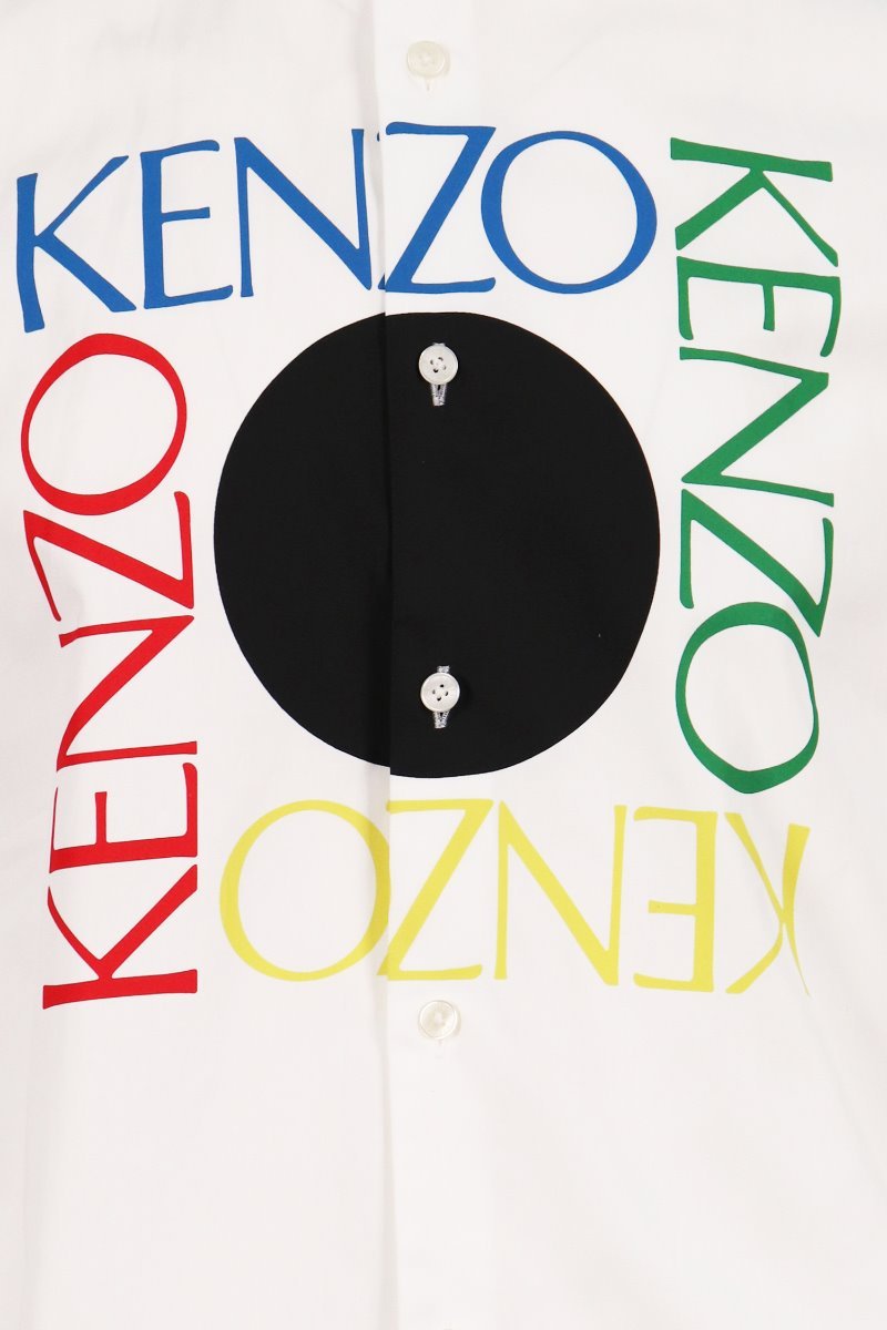 Square Logo Shirt Men Fashion Kenzo Paris Long Sleeve Casual Cotton Top Slim Fit
