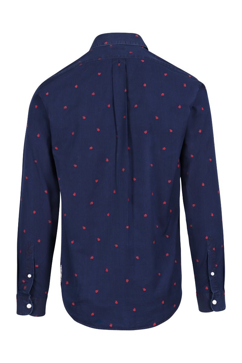 Roses Casual Shirt Men Fashion Kenzo Paris Cotton Long-Sleeve Top 