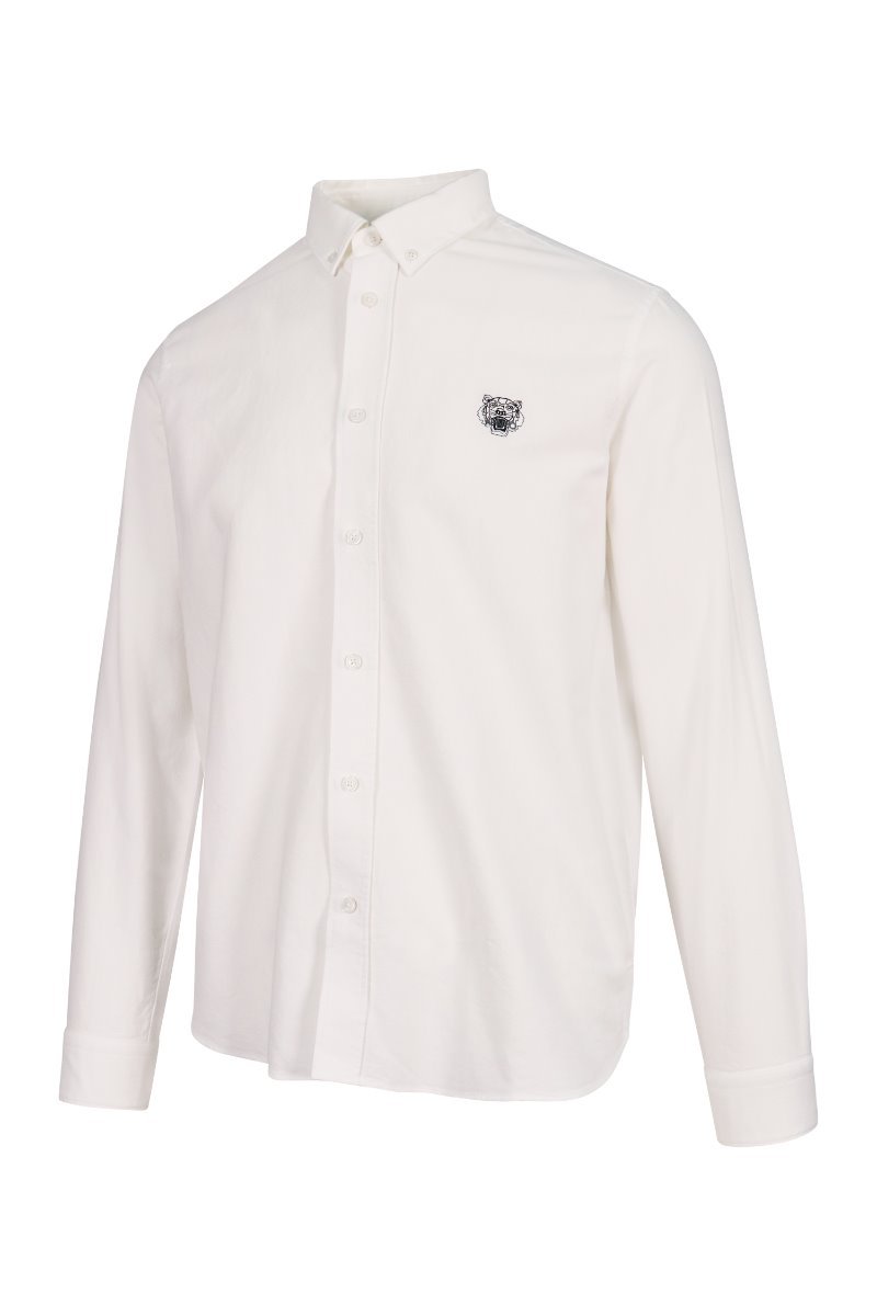 Tiger Oxford Shirt  Men Fashion Kenzo Paris Cotton Long Sleeve Semi-Formal