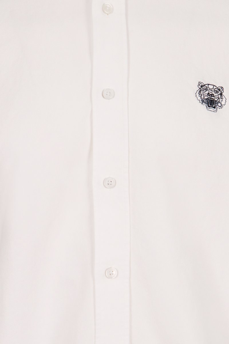 Tiger Oxford Shirt  Men Fashion Kenzo Paris Cotton Long Sleeve Semi-Formal