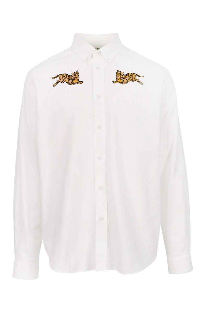 Jumping Tiger Shirt Kenzo Embroidered Long Sleeve Casual