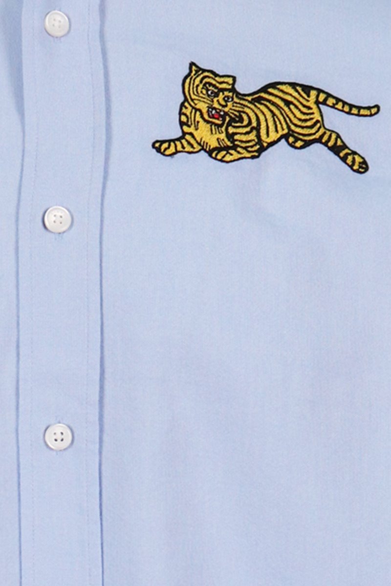 Jumping Tiger Casual Shirt Kenzo Embroidered Long Sleeve Fashion