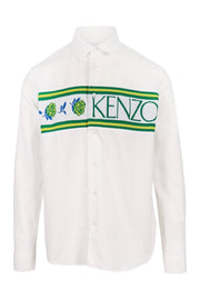 Kenzo Logo & Rose Casual Shirt Cotton Big Wording Formal Wear