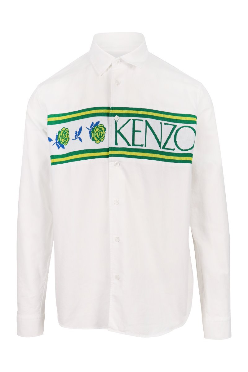 Kenzo Logo & Rose Casual Shirt Cotton Big Wording Formal Wear