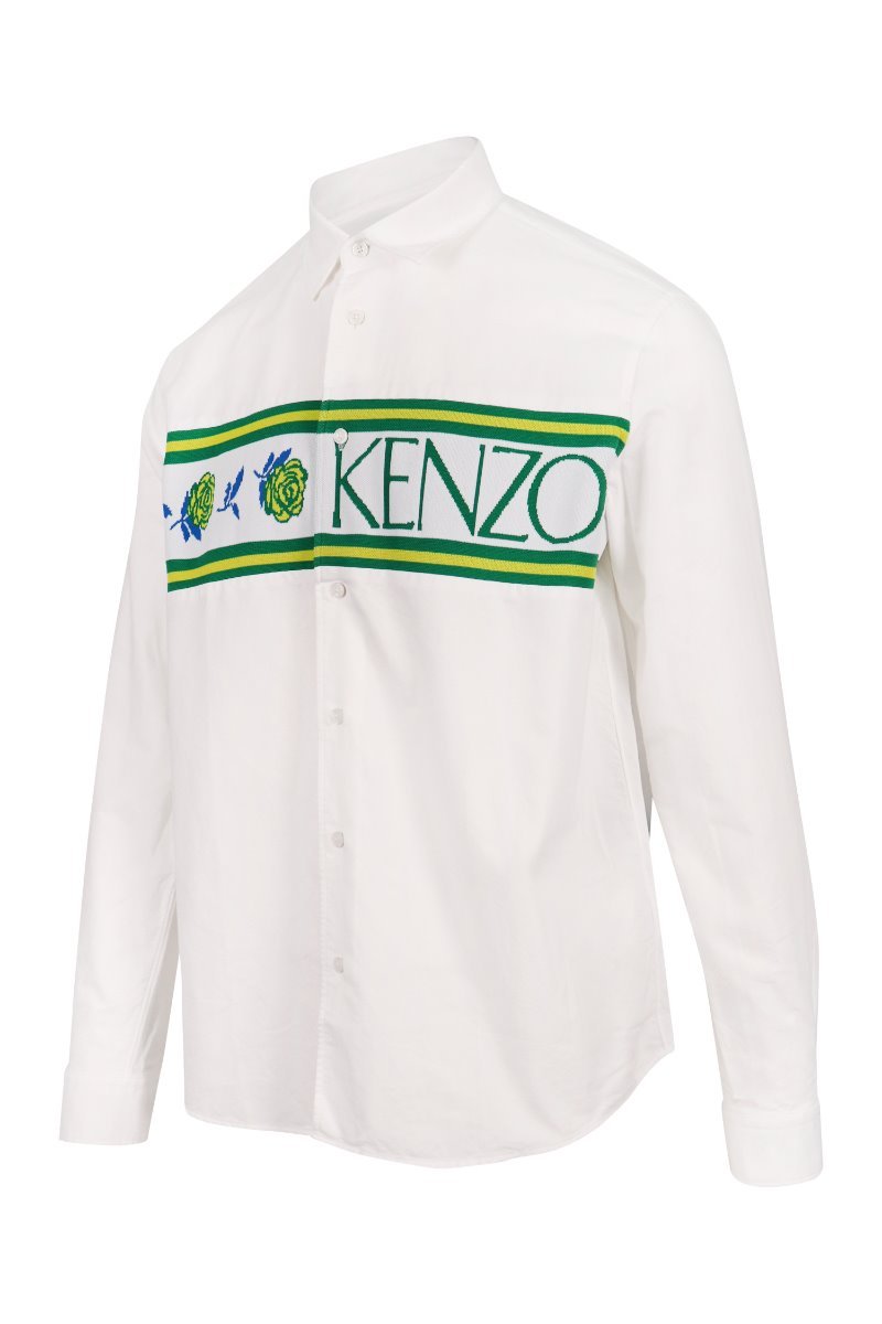 Kenzo Logo & Rose Casual Shirt Cotton Big Wording Formal Wear
