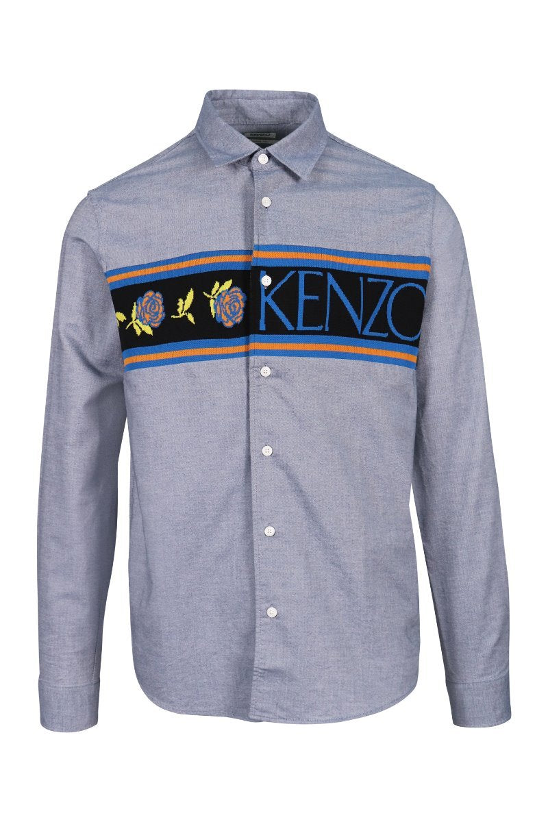 Kenzo Logo & Rose Casual Shirt Cotton Big Wording Formal Wear