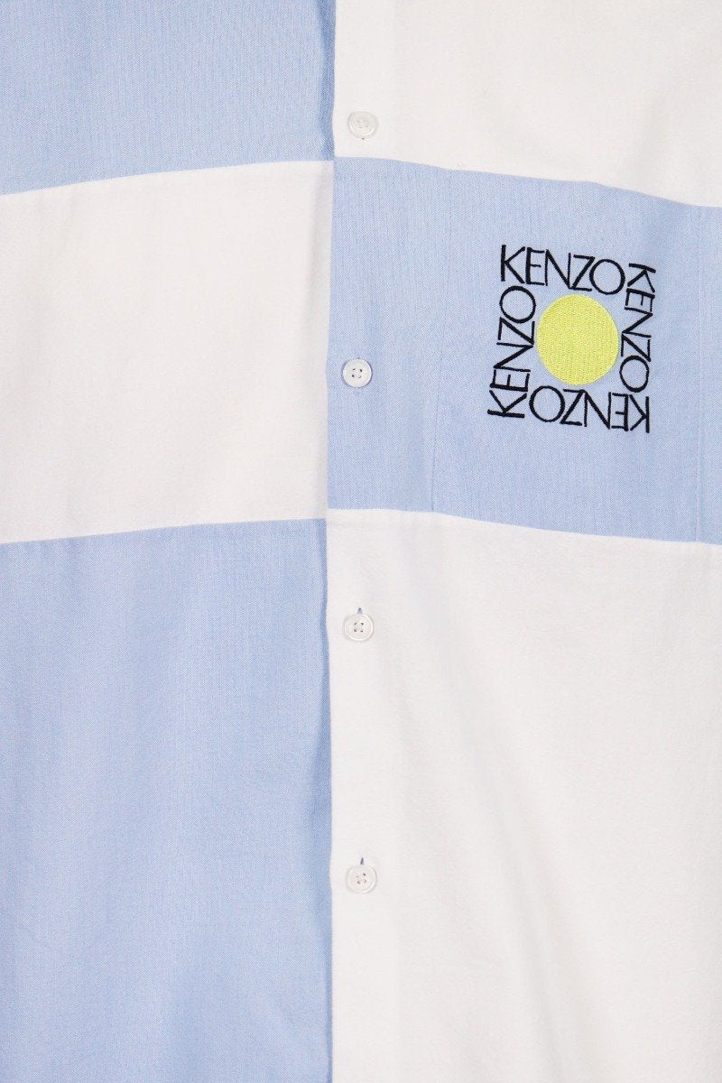 Square Logo Shirt Men Fashion Kenzo Paris Long Sleeve Casual Cotton Top