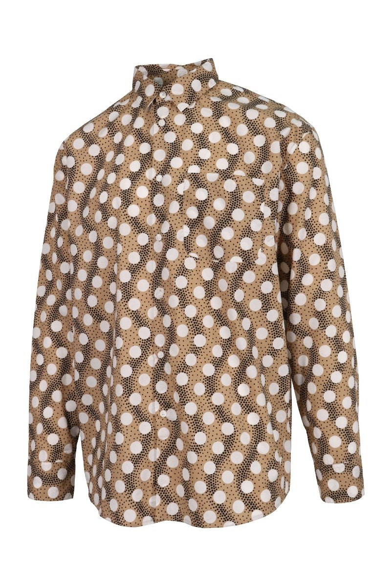 Wave Polka Shirt Cotton Semi-formal Stylish Men Trendy Long Sleeve Button Kenzo Paris