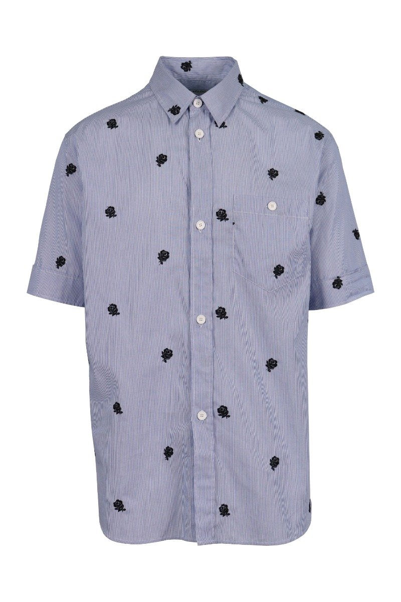 Roses Shirt Men Fashion Kenzo Paris Short-Sleeve Cotton Casual Top Design