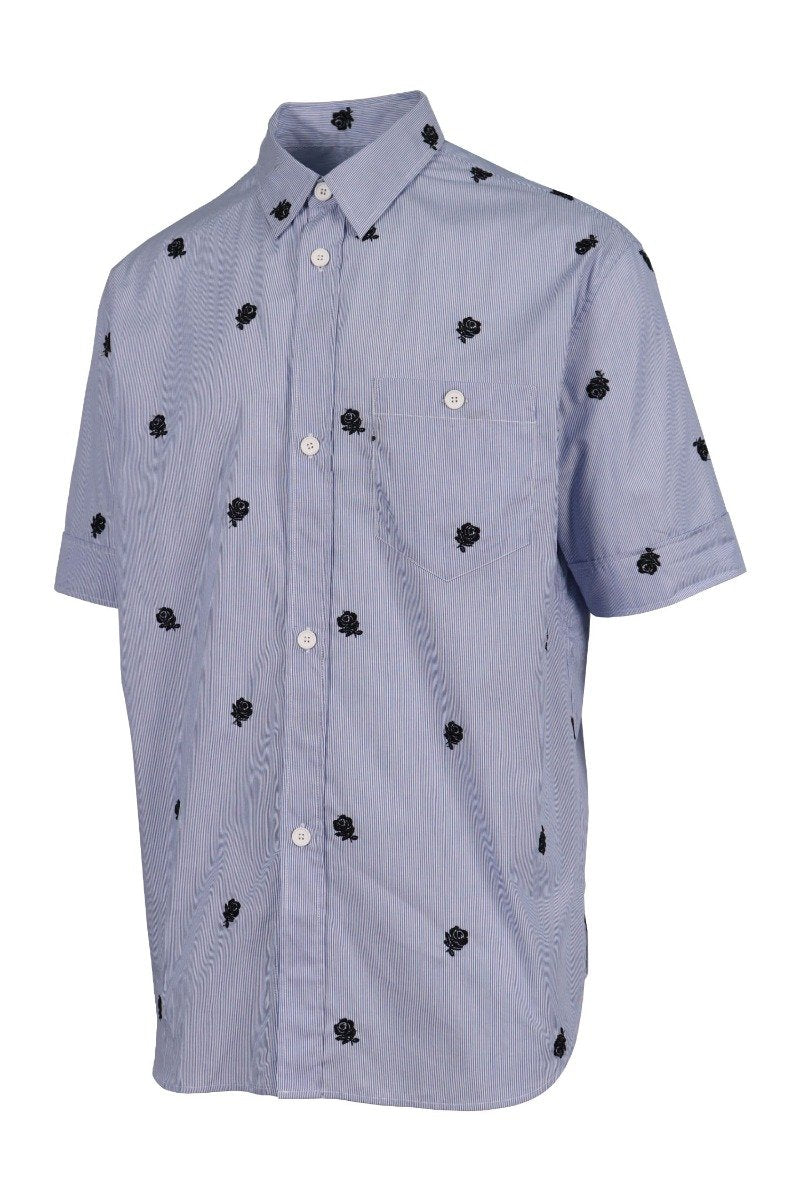 Roses Shirt Men Fashion Kenzo Paris Short-Sleeve Cotton Casual Top Design