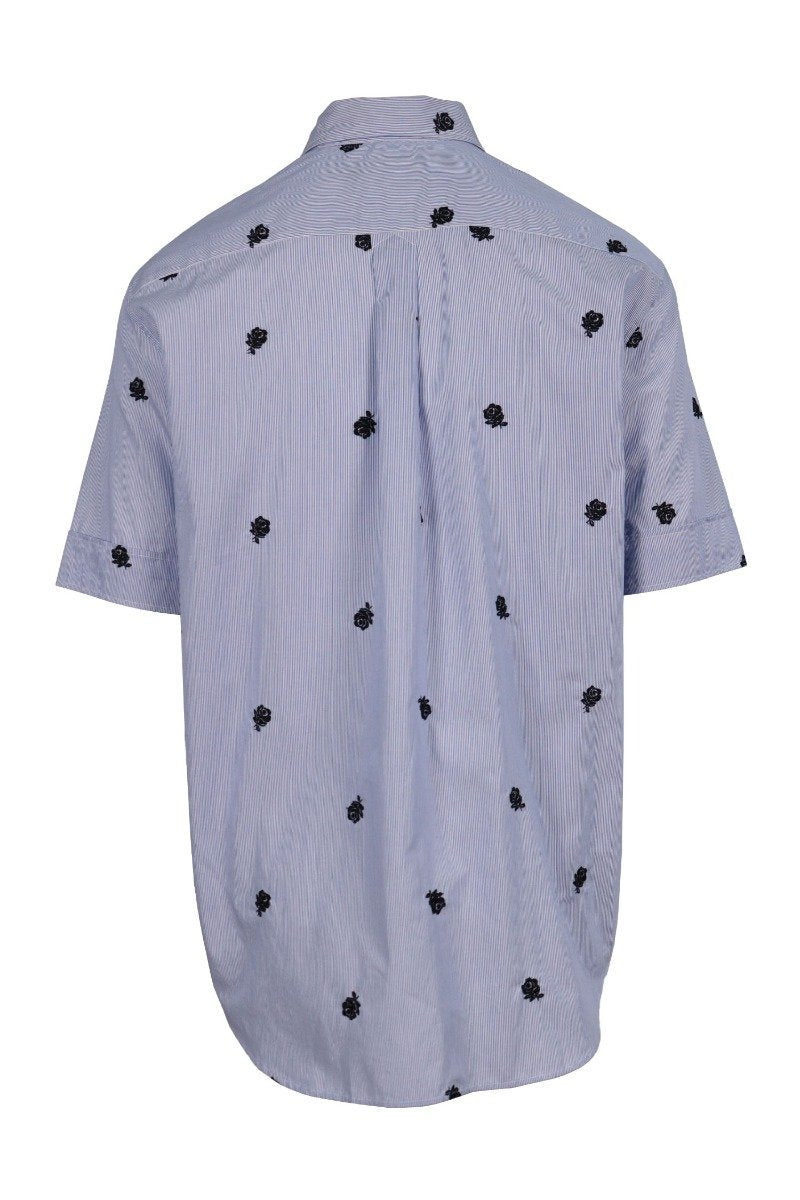 Roses Shirt Men Fashion Kenzo Paris Short-Sleeve Cotton Casual Top Design