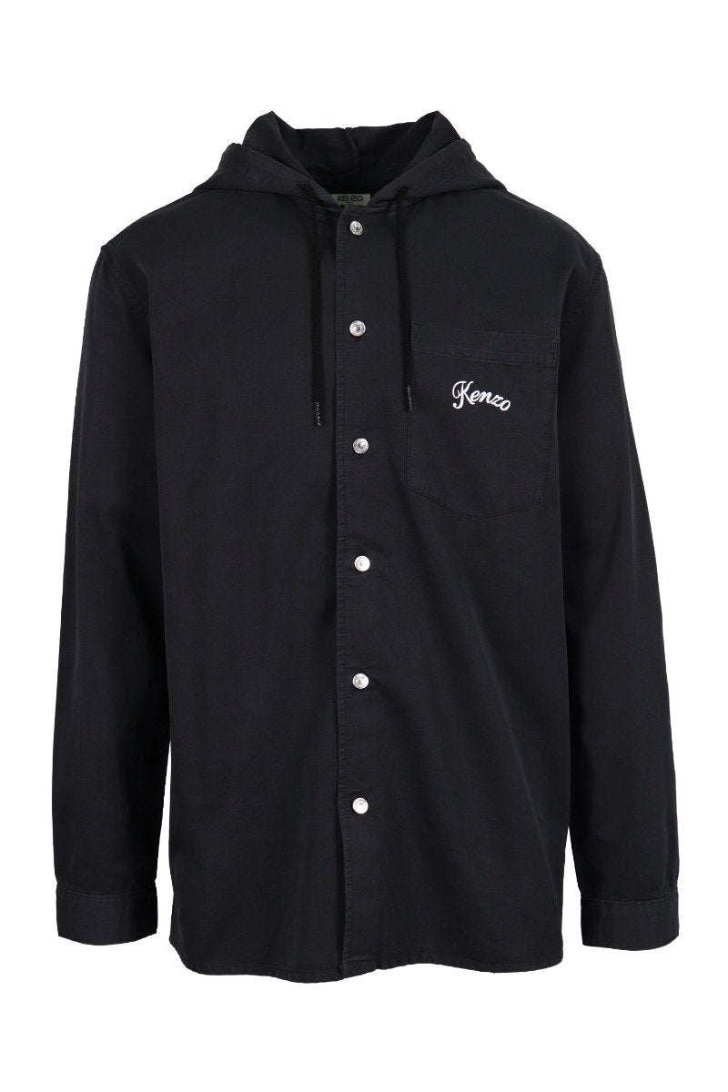 Bamboo Tiger Jacket Casual Basic Black Button Logo Pattern Kenzo Paris