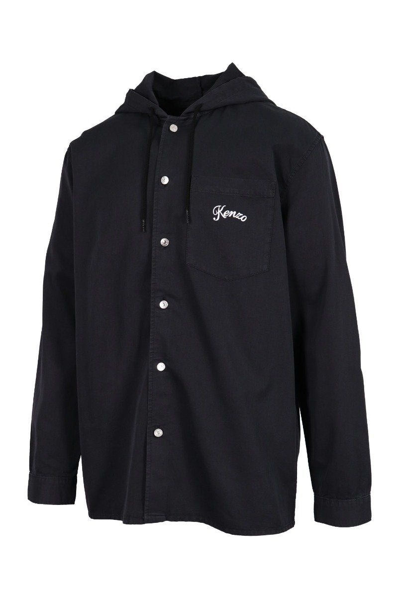 Bamboo Tiger Jacket Casual Basic Black Button Logo Pattern Kenzo Paris