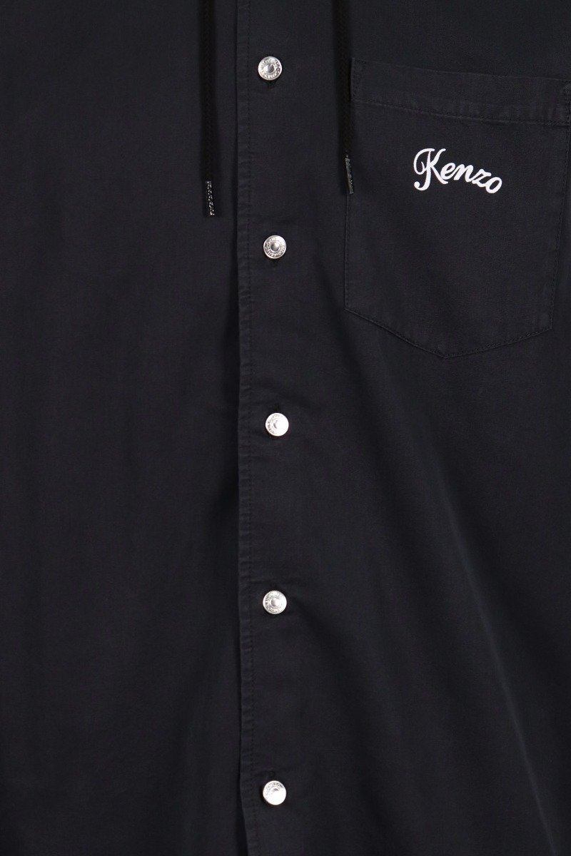 Bamboo Tiger Jacket Casual Basic Black Button Logo Pattern Kenzo Paris