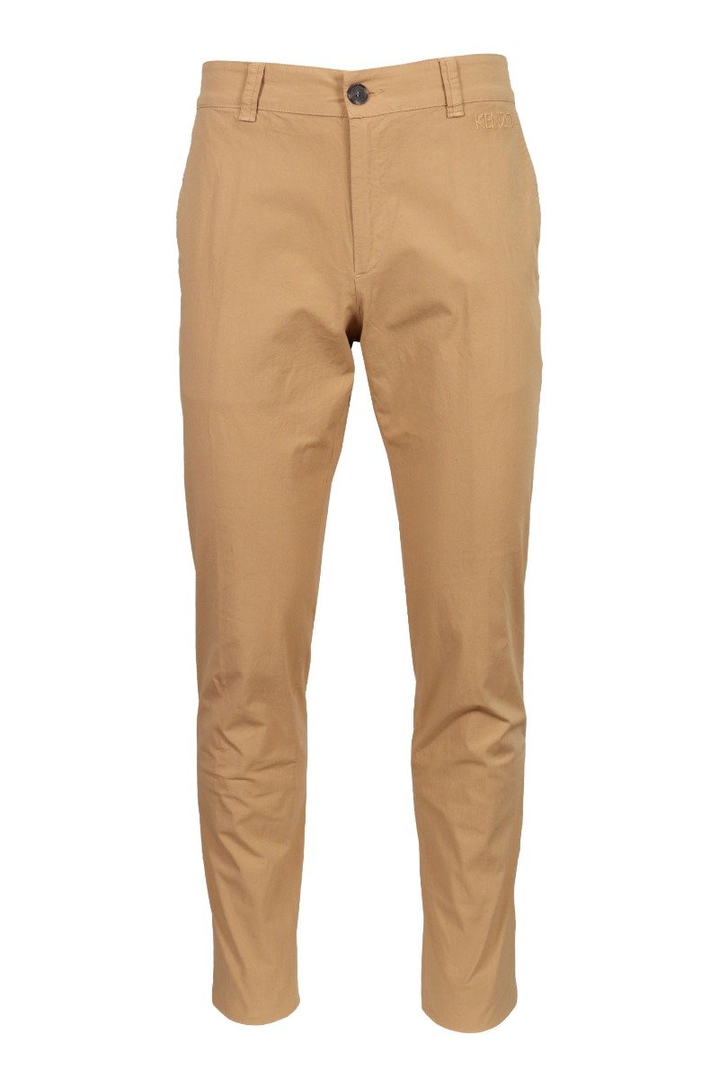 Stretch Cotton Chinos Men Fashion Kenzo Paris Fitted Long Pants Formal Casual