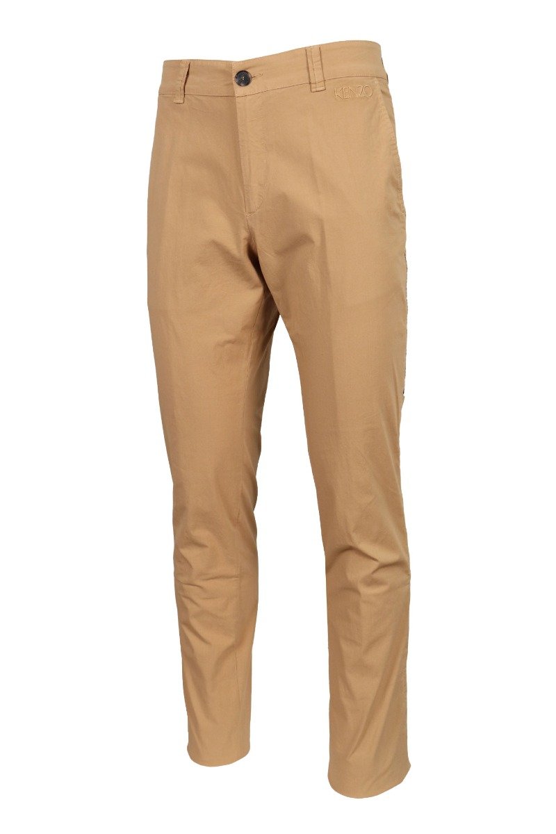 Stretch Cotton Chinos Men Fashion Kenzo Paris Fitted Long Pants Formal Casual