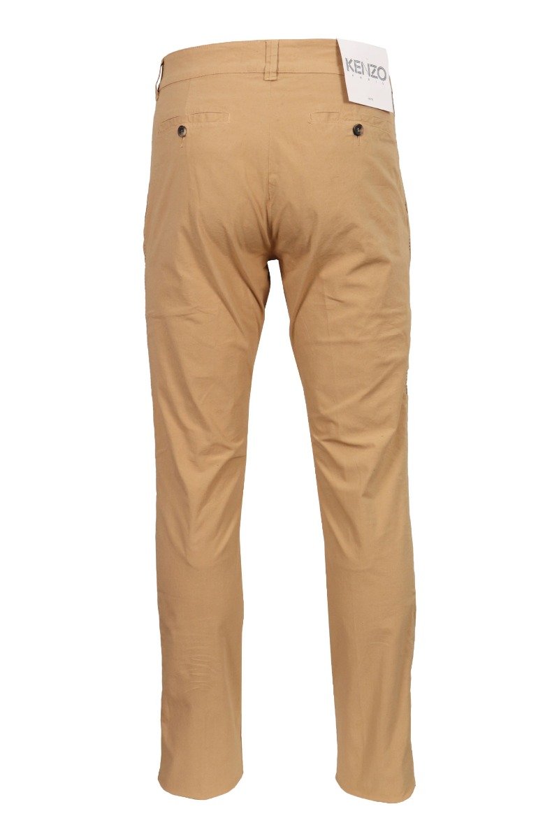 Stretch Cotton Chinos Men Fashion Kenzo Paris Fitted Long Pants Formal Casual