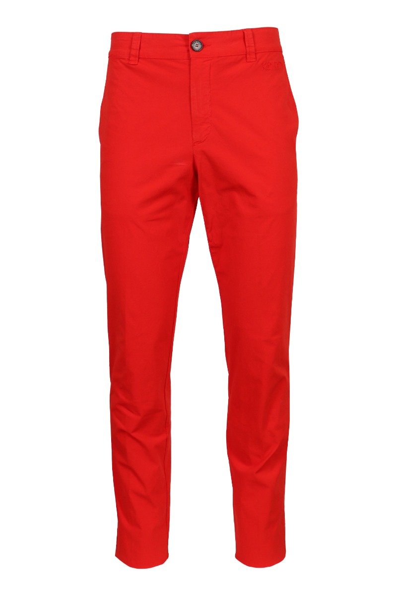 Stretch Cotton Chinos Men Fashion Kenzo Paris Fitted Long Pants Formal Casual Stylish