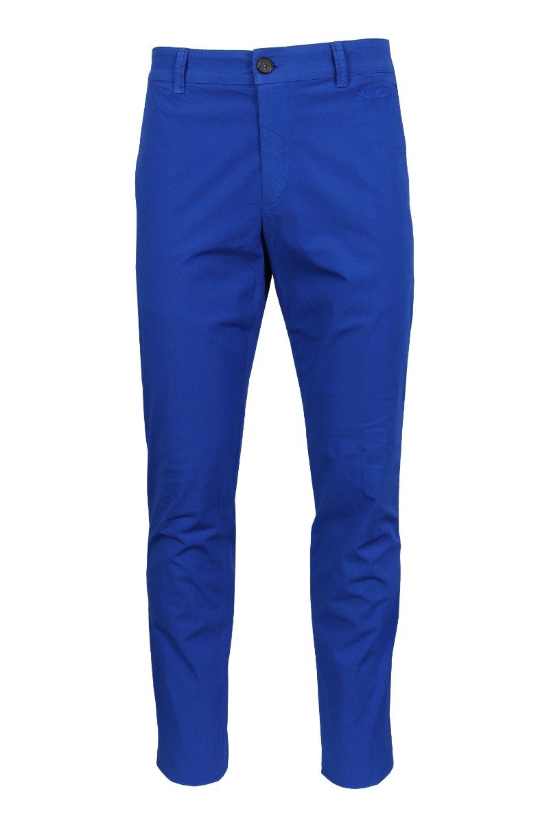 Stretch Cotton Chinos Men Fashion Kenzo Paris Fitted Long Pants Formal Casual Stylish