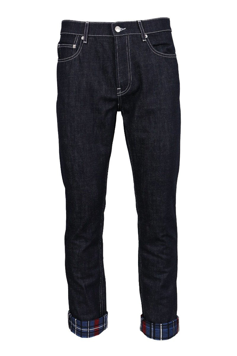 Check Print Jeans Cotton Long Pants Casual Fashion