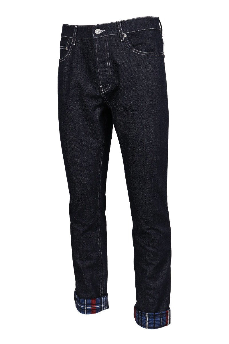 Check Print Jeans Cotton Long Pants Casual Fashion