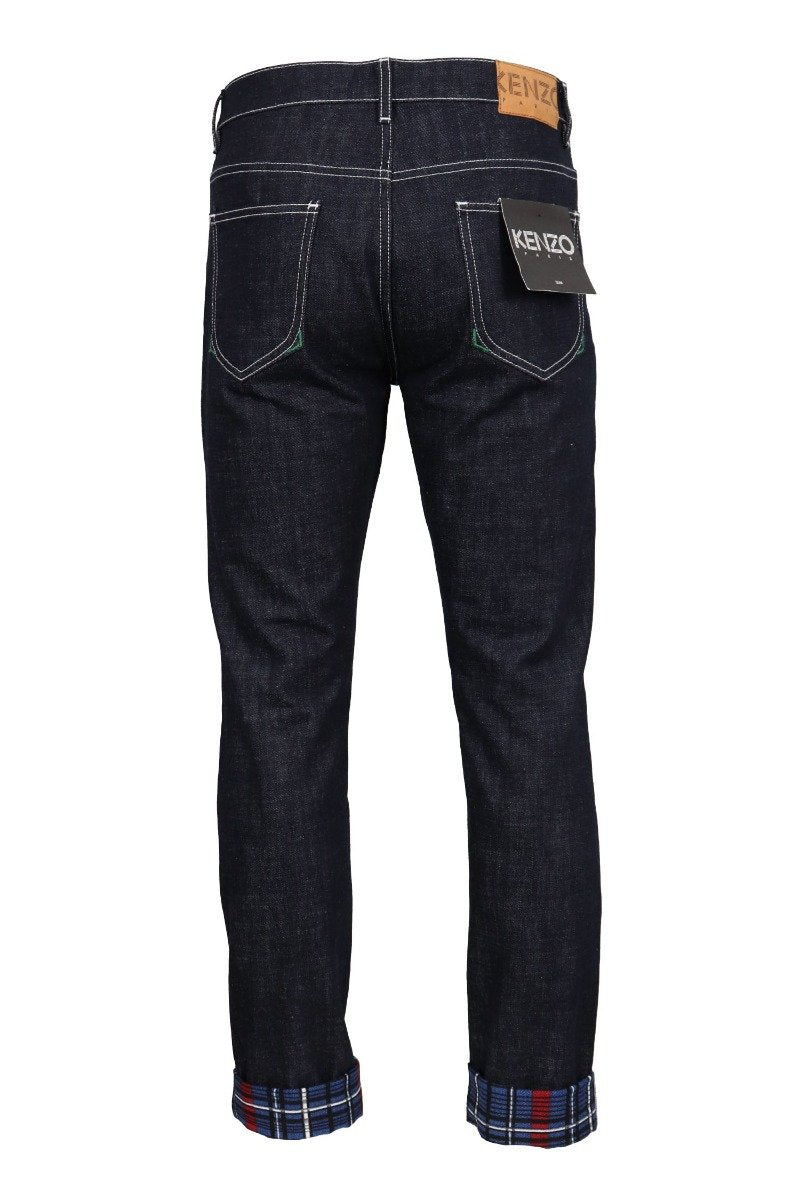 Check Print Jeans Cotton Long Pants Casual Fashion