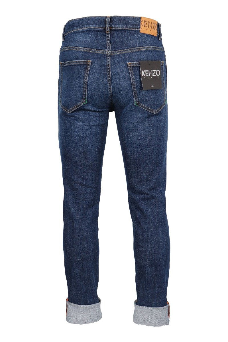 Slim Fit Jeans Men Fashion Kenzo Paris Denim Cotton Pants Casual