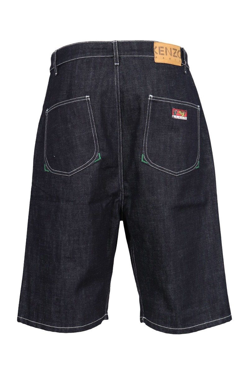 Bamboo Tiger Denim Shorts Badges Basic Stylish Fashion Shorts