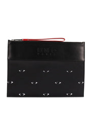 A4 Multi Eye Clutch Top Zip Fastening Kenzo Paris Wrist Strap Black Leather Designer Logo Casual Unisex Men Women Fashion