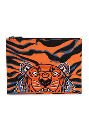 A4 Tiger Stripes Clutch Kenzo Paris Fashion Designer Logo Chic Stylish Unique Leather