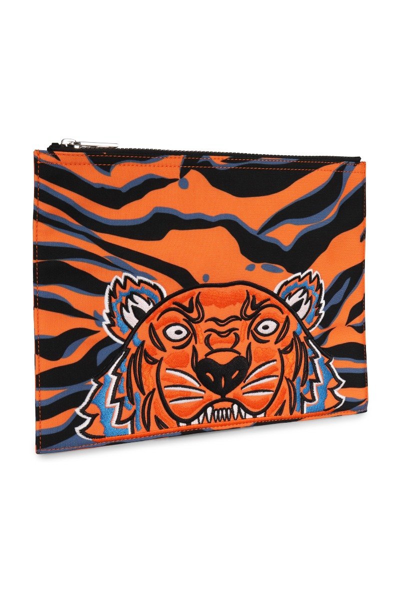 A4 Tiger Stripes Clutch Kenzo Paris Fashion Designer Logo Chic Stylish Unique Leather