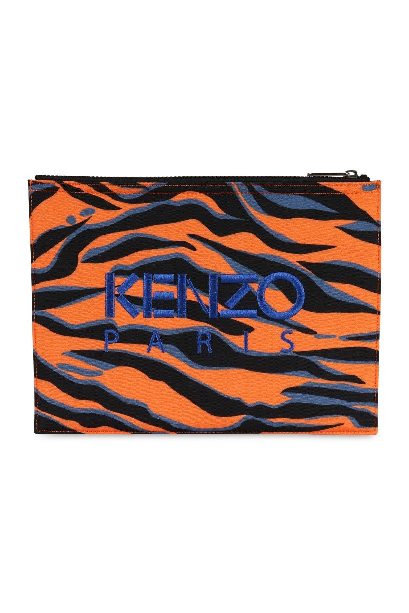 A4 Tiger Stripes Clutch Kenzo Paris Fashion Designer Logo Chic Stylish Unique Leather
