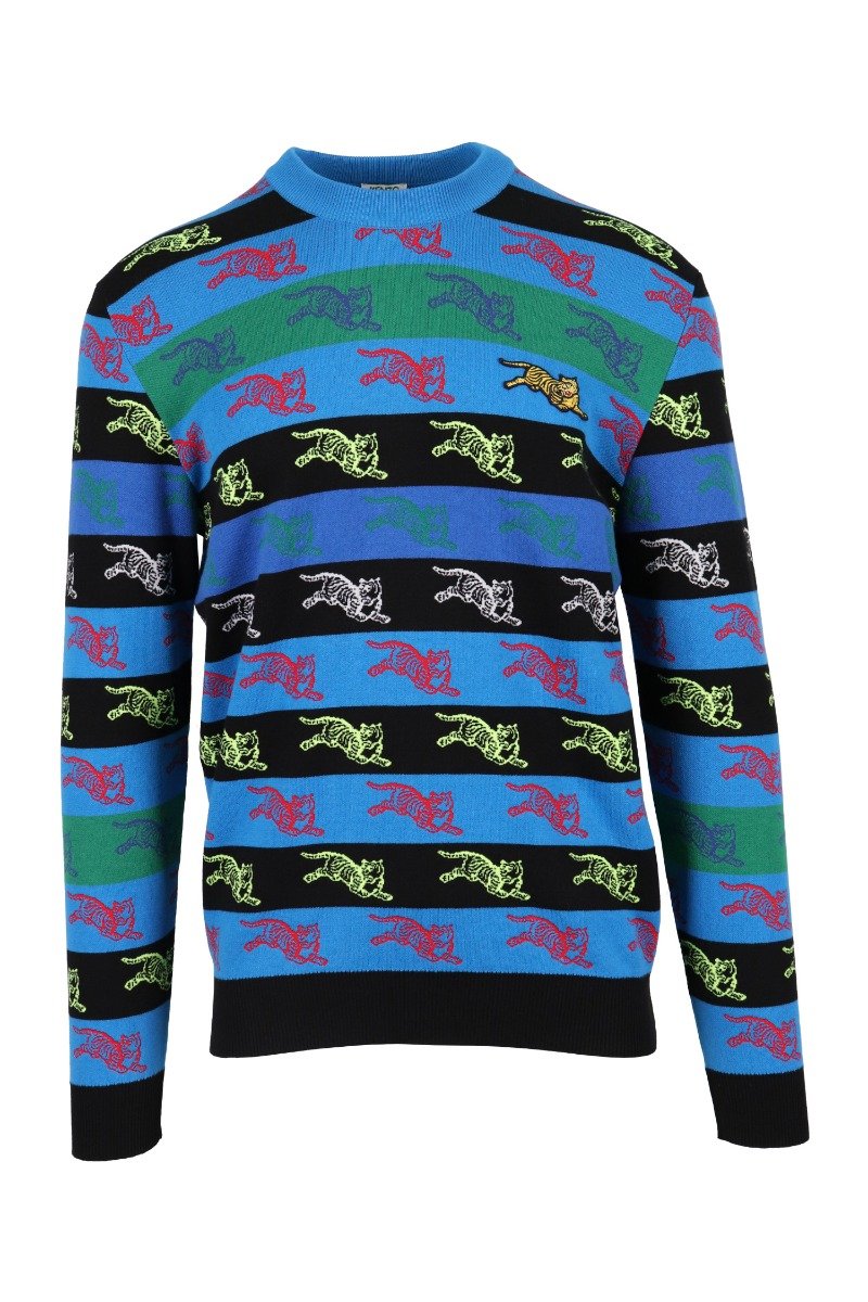 Allover Jumping Tiger Sweater Embroidery Winter Long Sleeves Prints Fashion Men Women 