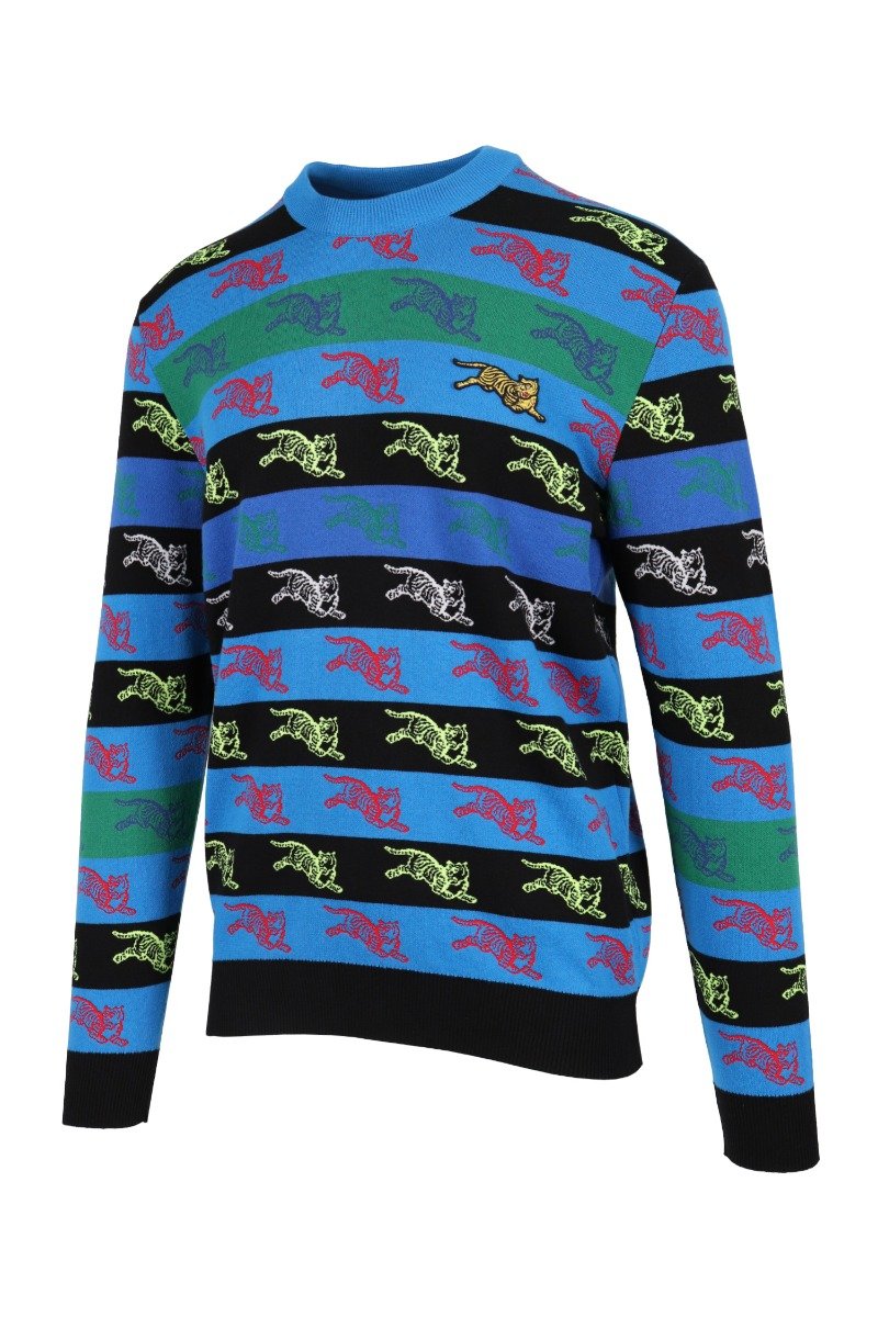 Allover Jumping Tiger Sweater Embroidery Winter Long Sleeves Prints Fashion Men Women 