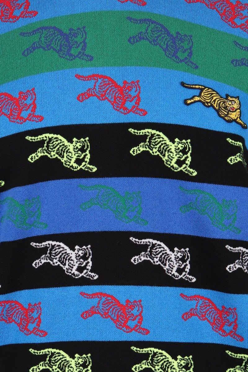 Allover Jumping Tiger Sweater Embroidery Winter Long Sleeves Prints Fashion Men Women 