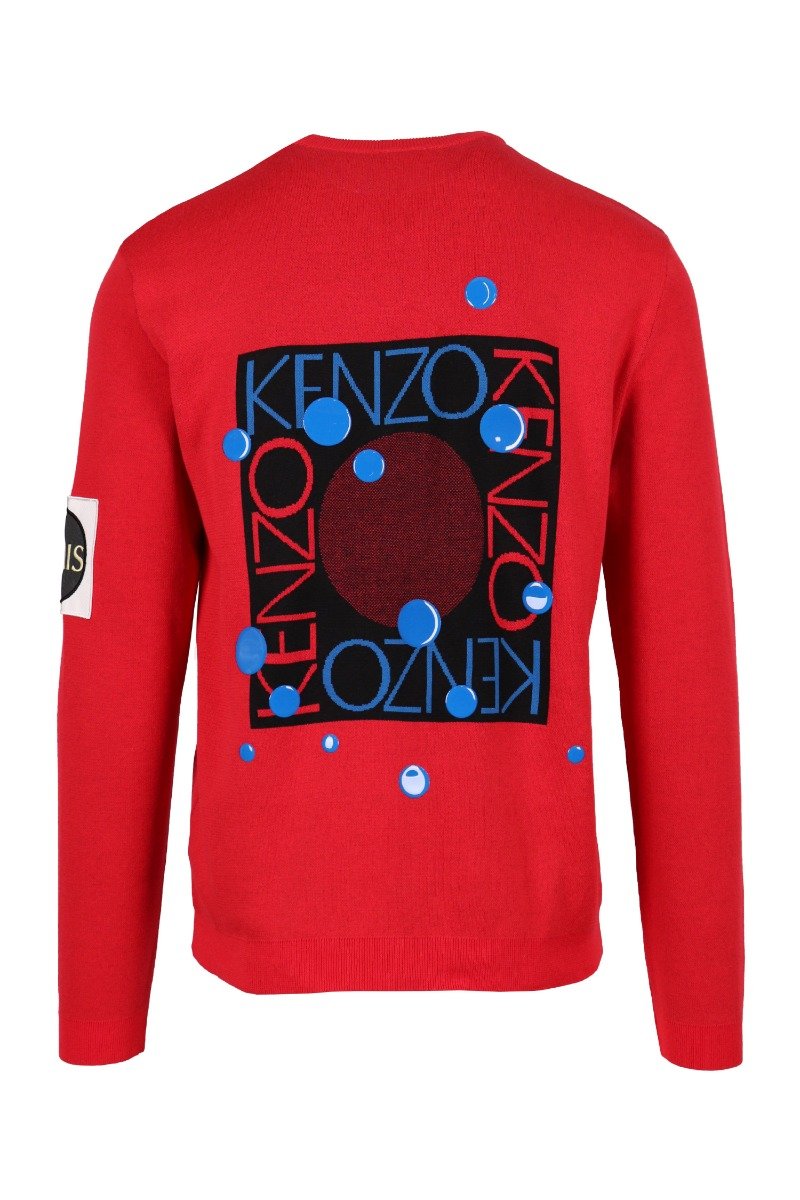 Kenzo Square Logo Sweater Men Fashion Long-Sleeve Cotton-Blend Casual Trendy