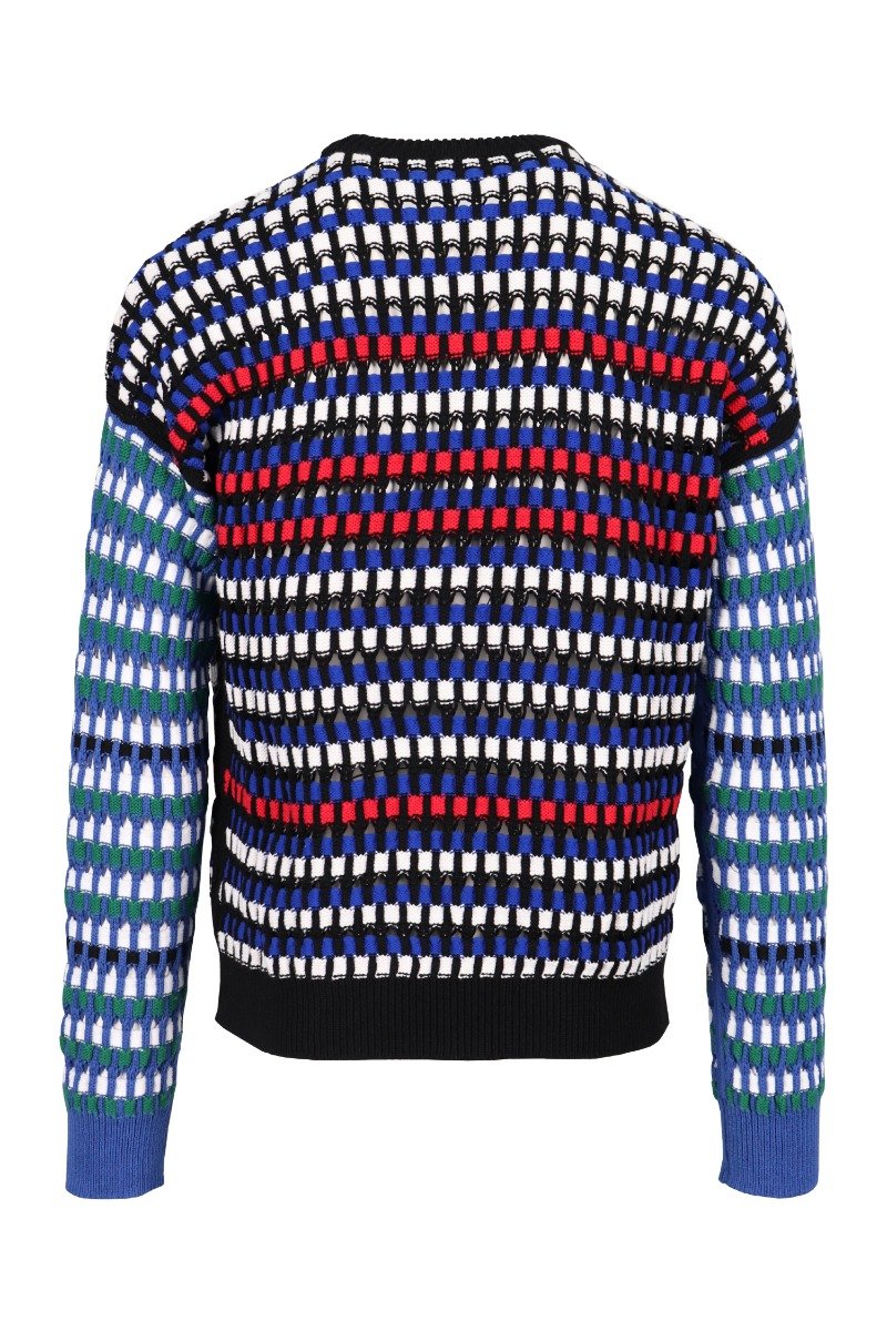 Multi-Colour Openwork Sweater Men Fashion Kenzo Paris Cotton-Blend Long-Sleeve Pattern Designer Oversized