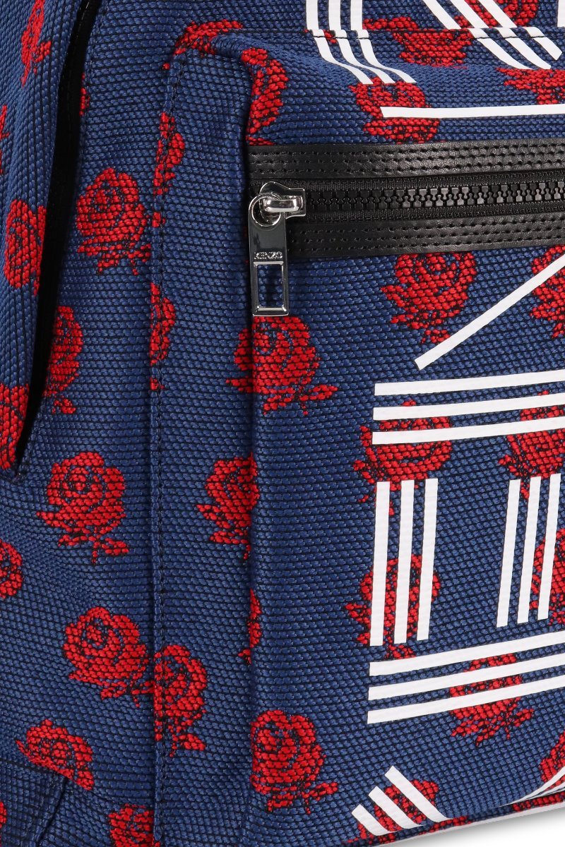 Roses Backpack Fashion Kenzo Paris Canvas Shoulder Bag Travel Outing
